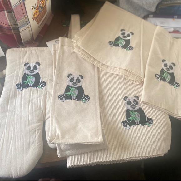 80s panda Washington DC National Zoo Cotton Wine tote Lot 1980s 11 Pieces Vtg - Picture 1 of 11